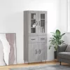  szürke sonoma szerelt fa magasszekrény 69,5 x 34 x 180 cm