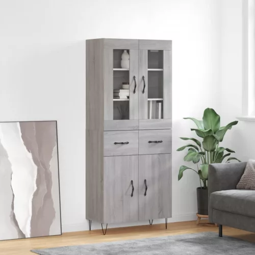  szürke sonoma szerelt fa magasszekrény 69,5 x 34 x 180 cm