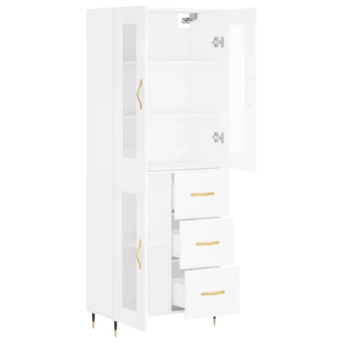  fehér szerelt fa magasszekrény 69,5 x 34 x 180 cm