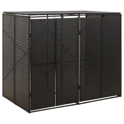  fekete polyrattan dupla kerekeskuka tárolófészer 140x80x117 cm
