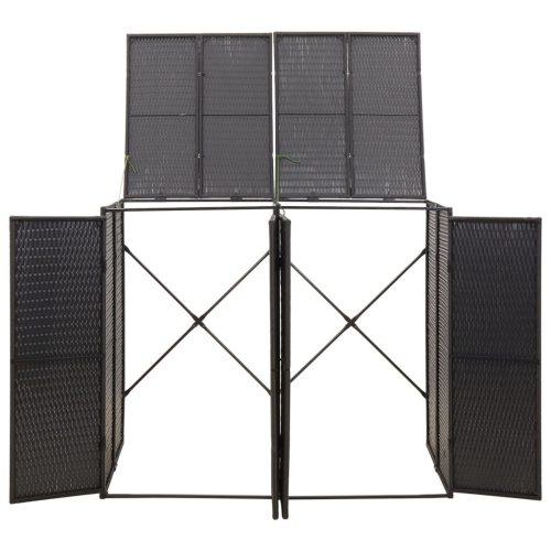  fekete polyrattan dupla kerekeskuka tárolófészer 140x80x117 cm