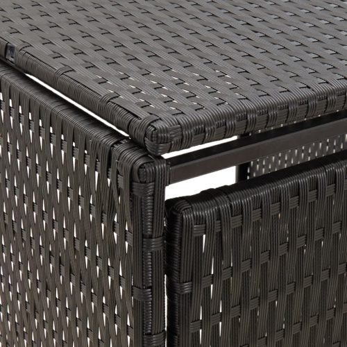  fekete polyrattan dupla kerekeskuka tárolófészer 140x80x117 cm