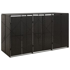    fekete polyrattan hármas kerekeskuka tárolófészer 207x80x117 cm