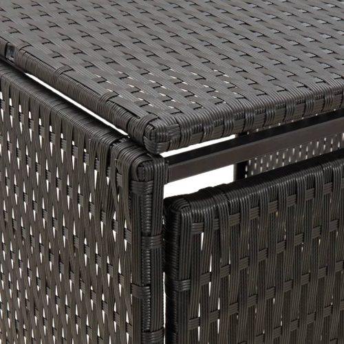  fekete polyrattan hármas kerekeskuka tárolófészer 207x80x117 cm