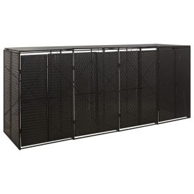    fekete polyrattan négyes kerekeskuka tárolófészer 274x80x117 cm