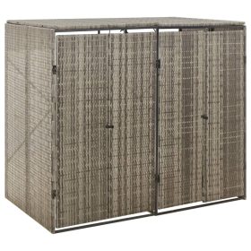   szürke polyrattan dupla kerekeskuka tárolófészer 140x80x117 cm