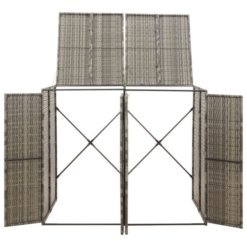  szürke polyrattan dupla kerekeskuka tárolófészer 140x80x117 cm