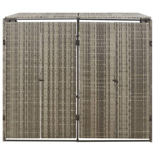  szürke polyrattan dupla kerekeskuka tárolófészer 140x80x117 cm