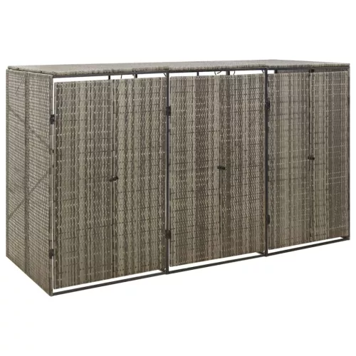  szürke polyrattan hármas kerekeskuka tárolófészer 207x80x117 cm