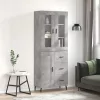  betonszürke szerelt fa magasszekrény 69,5 x 34 x 180 cm