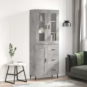  betonszürke szerelt fa magasszekrény 69,5 x 34 x 180 cm