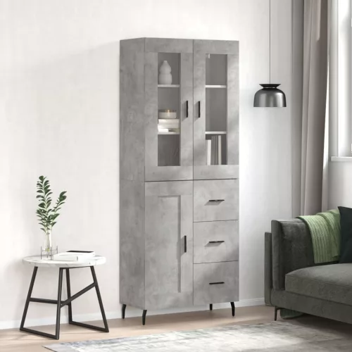  betonszürke szerelt fa magasszekrény 69,5 x 34 x 180 cm