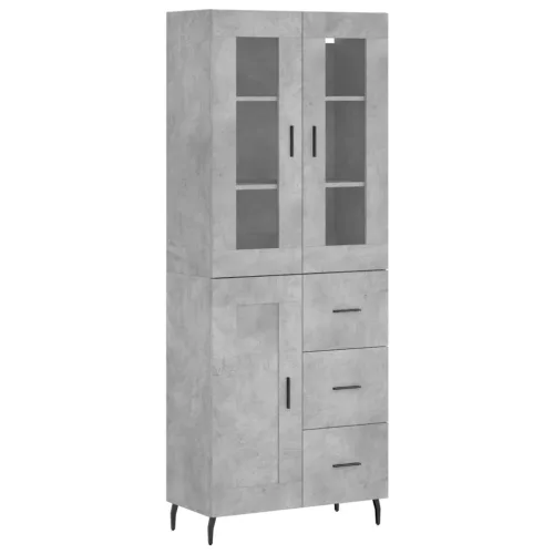  betonszürke szerelt fa magasszekrény 69,5 x 34 x 180 cm