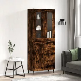    füstös tölgy színű szerelt fa magasszekrény 69,5 x 34 x 180 cm