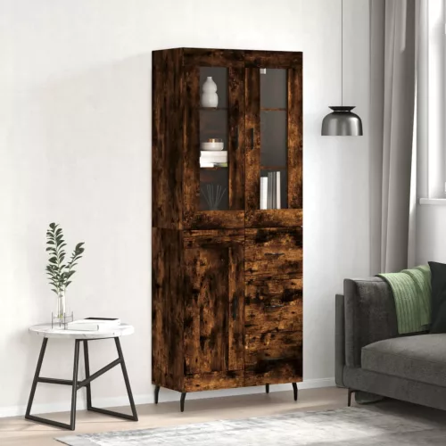  füstös tölgy színű szerelt fa magasszekrény 69,5 x 34 x 180 cm