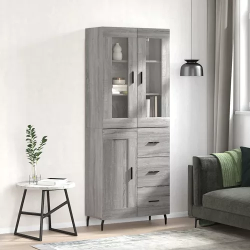  szürke sonoma szerelt fa magasszekrény 69,5 x 34 x 180 cm
