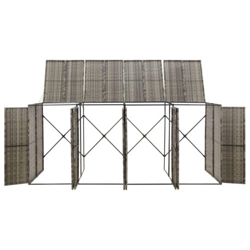  szürke polyrattan négyes kerekeskuka tárolófészer 274x80x117 cm