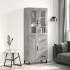  betonszürke szerelt fa magasszekrény 69,5 x 34 x 180 cm