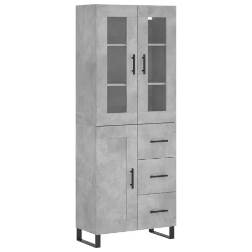  betonszürke szerelt fa magasszekrény 69,5 x 34 x 180 cm