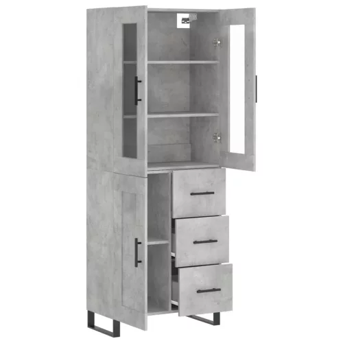  betonszürke szerelt fa magasszekrény 69,5 x 34 x 180 cm