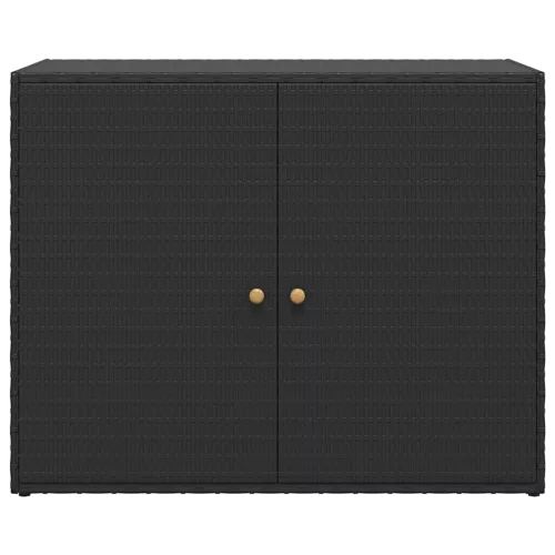  fekete polyrattan kerti tárolószekrény 100 x 55,5 x 80 cm