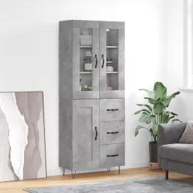  betonszürke szerelt fa magasszekrény 69,5 x 34 x 180 cm