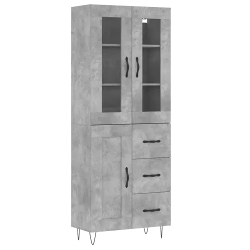  betonszürke szerelt fa magasszekrény 69,5 x 34 x 180 cm