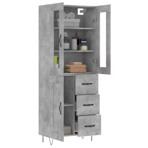  betonszürke szerelt fa magasszekrény 69,5 x 34 x 180 cm