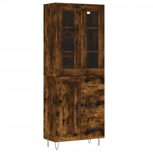  füstös tölgy színű szerelt fa magasszekrény 69,5 x 34 x 180 cm