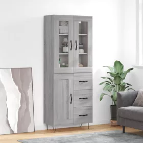  szürke sonoma szerelt fa magasszekrény 69,5 x 34 x 180 cm
