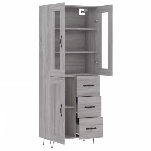  szürke sonoma szerelt fa magasszekrény 69,5 x 34 x 180 cm