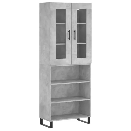 betonszürke szerelt fa magasszekrény 69,5 x 34 x 180 cm