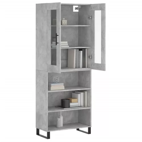  betonszürke szerelt fa magasszekrény 69,5 x 34 x 180 cm