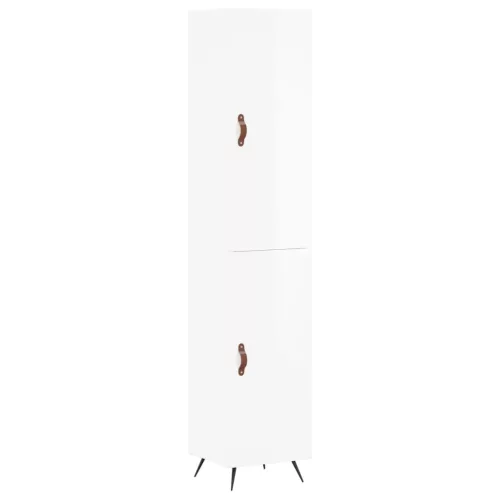  magasfényű fehér szerelt fa magasszekrény 34,5 x 34 x 180 cm