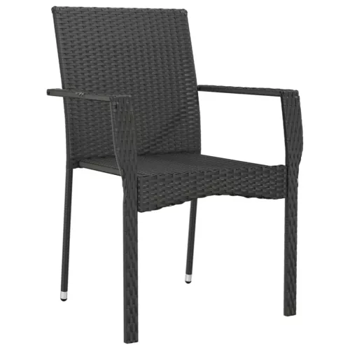  2 db fekete polyrattan kerti szék párnával