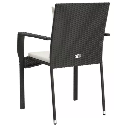  2 db fekete polyrattan kerti szék párnával