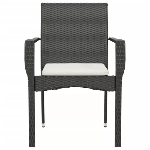  2 db fekete polyrattan kerti szék párnával