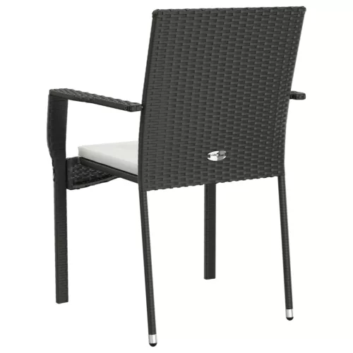  2 db fekete polyrattan kerti szék párnával
