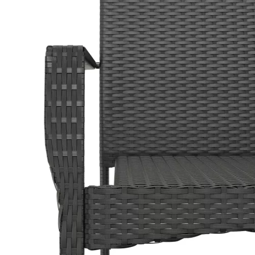 2 db fekete polyrattan kerti szék párnával