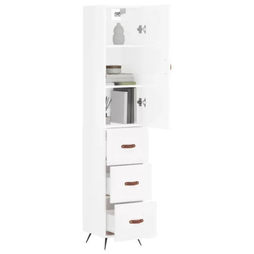  magasfényű fehér szerelt fa magasszekrény 34,5 x 34 x 180 cm