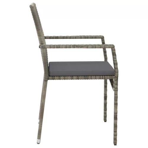  2 db szürke polyrattan kerti szék párnával