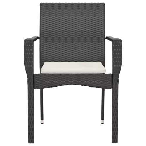  4 db fekete polyrattan kerti szék párnával