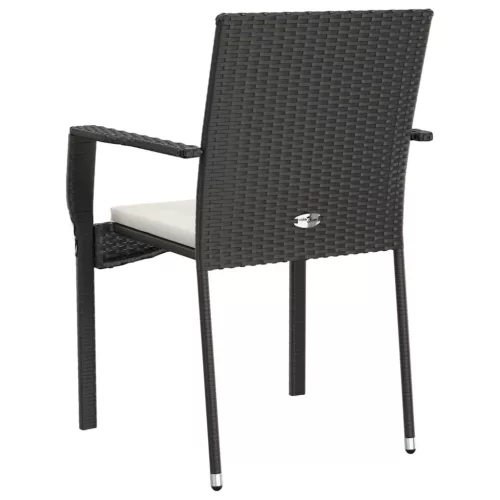  4 db fekete polyrattan kerti szék párnával