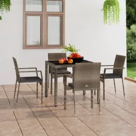  4 db szürke polyrattan kerti szék párnával