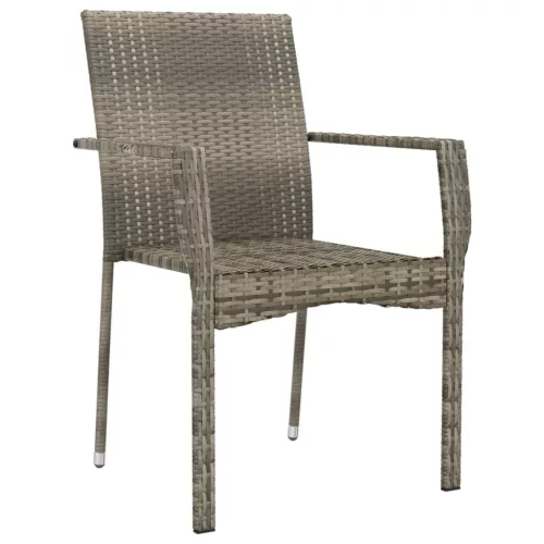  4 db szürke polyrattan kerti szék párnával