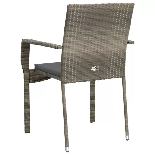  4 db szürke polyrattan kerti szék párnával