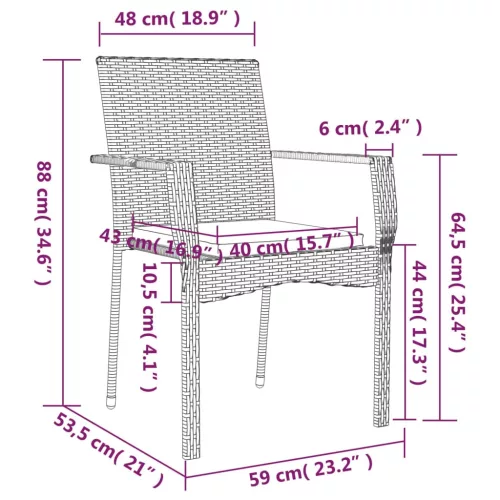  4 db szürke polyrattan kerti szék párnával