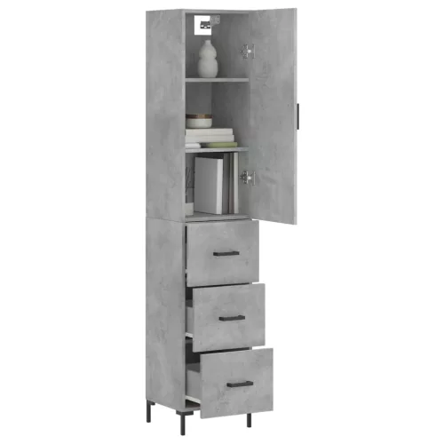  betonszürke szerelt fa magasszekrény 34,5x34x180 cm
