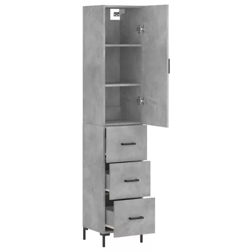  betonszürke szerelt fa magasszekrény 34,5x34x180 cm