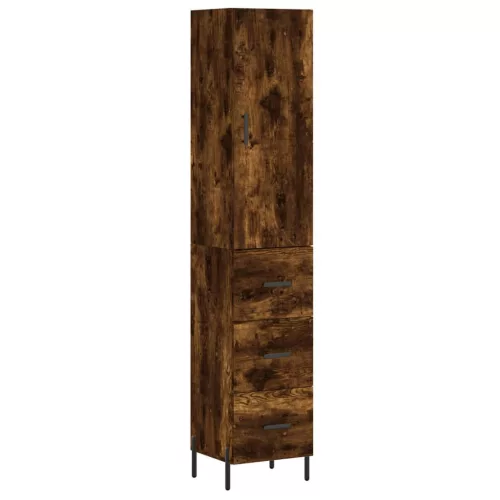  füstös tölgy színű szerelt fa magasszekrény 34,5x34x180 cm